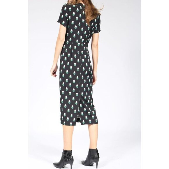 Diane von Furstenberg Size 6 Casmir Dot Silk Midi Shift Dress Short Sleeve - Picture 3 of 13